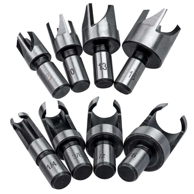 Bestgle Tenon Drill Bit Set 8 Pieces Wood Plug Cutter