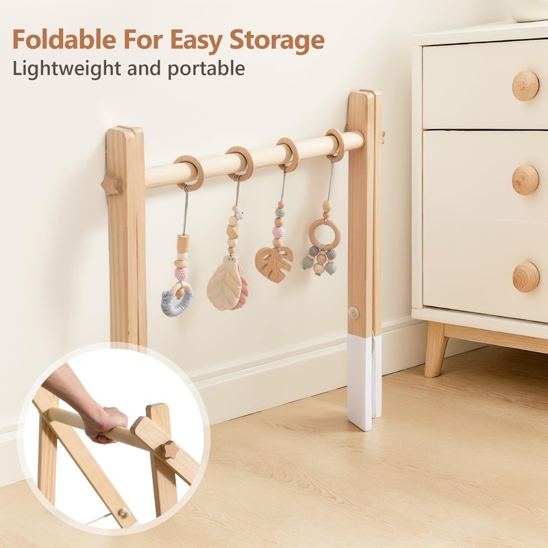 Wooden Baby Play Gym Foldable Baby Play Gym Frame Activity
