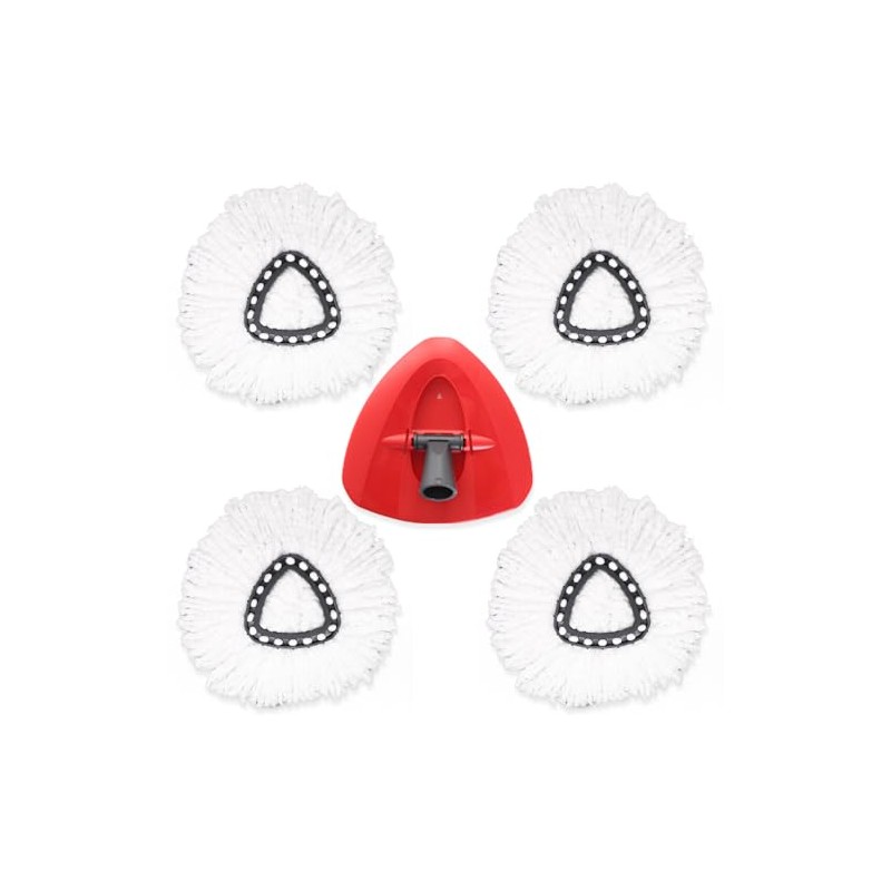 4PCS Spin Mop Head Refills + 1 Mop Holder for