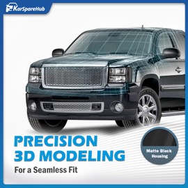 KarSpareHub Headlights W/Bulbs for 2007-2013 GMC Sierra 1500, Compatible with 2007-2014 Sierra 2500 HD 3500 HD Headlamp Replacement Driver & Passenger Side, Chrome