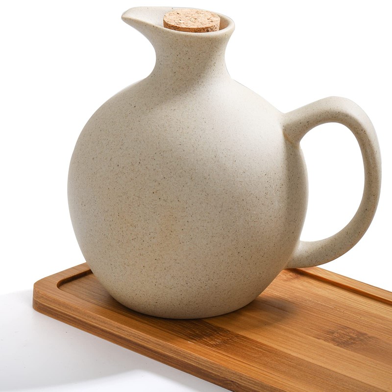 Elsjoy Set of 2 Ceramic Oil Vinegar Dispenser with Cork