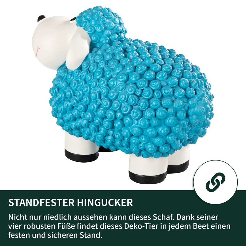 VERDOBA Mini Decorative Sheep for the Garden, Weatherproof - Blue