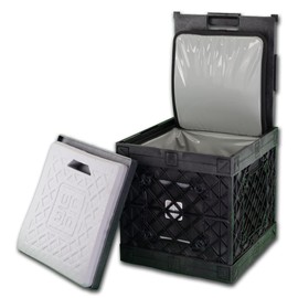 Spectator Kit - Collapsible Soft Sided Cooler, Exoskeleton Collapsible Crate, Comfort Gel Seat Cushion, Seat Cushion Frame Topper (Black)