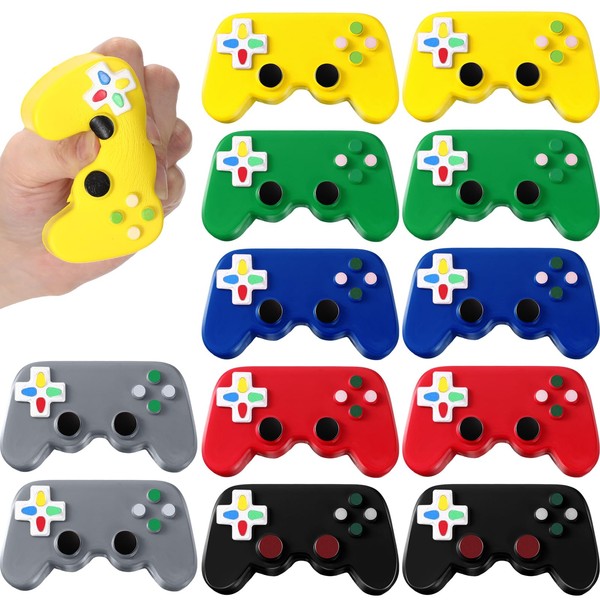 Wettarn 12 Pcs Video Game Party Favors Gamer Video Game Controller Shaped Stress Toys Classic Sensory Fidget Toys for Kids Adult Anxiety and Stress Relief