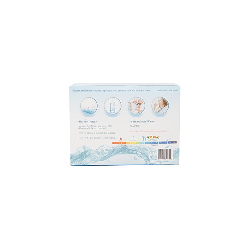 Biocera Alkaline Water Filter Jug Replacement Cartridges - Pack of