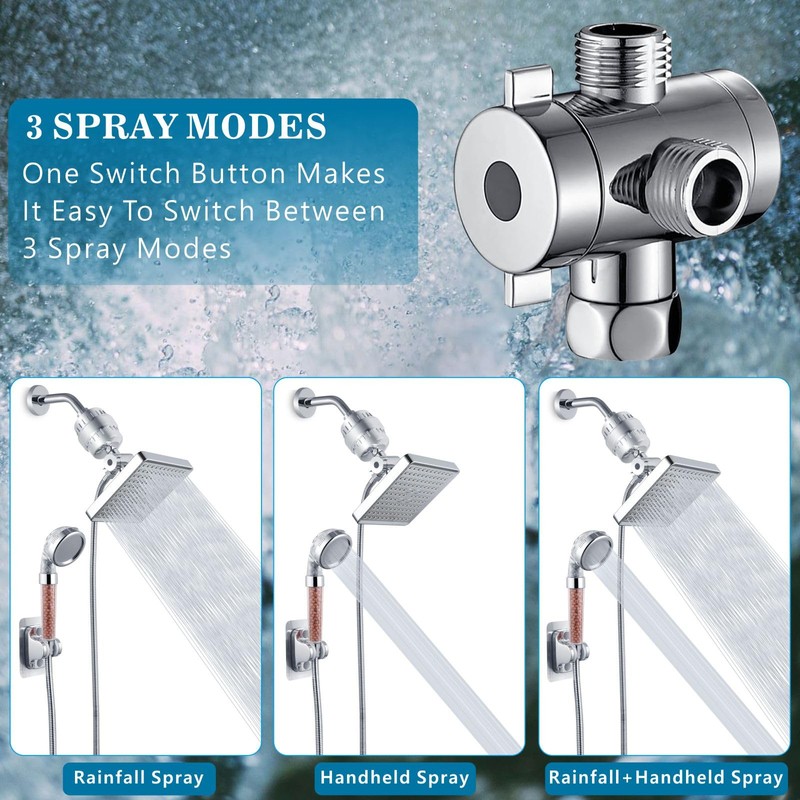 Voolan Filtered Shower Head Set, High Pressure Rain Shower with
