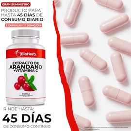 BioHerb® | Arándano Rojo Orgánico + Vitamina C | 90 Cápsulas | Extracto 100% Puro | Suplemento Alimenticio | Calidad Premium