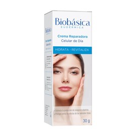 Crema reparadora celular de día Biobásica - Hidrata y reafirma con ácido hialurónico, decarboxi carnosina, colágeno y elastina - Acción antioxidante y antiarrugas