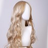 Flaxen Wig Long Middle - part Curly Wavy Style Women's