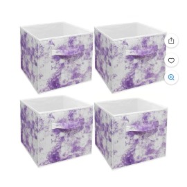 Sorbus Storage Cube Fabric Basket Bin - Foldable Cloth Organizer Tie-Dye Print (4 Pk)
