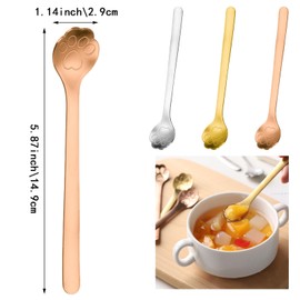 6 Pack Cat Paw Spoon Small Dessert Spoon, Coffee Spoons, Stirring Spoon, Cat and Dog Paw Print Baking Spoons for Cookie Decoration, Stainless Steel Spoons