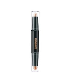 2-in-1 Contour and Highlighter Stick with Brush Kit - Smooth Sculpting Bronzer for Medium Skin Tone