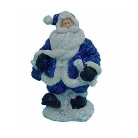 Barjan 1256551 - One Dozen 4" Blue Glitter Resin Santa Statues in Four Assorted Models