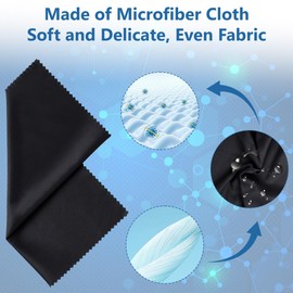 ACWOO 12 Glasses Wipes 20 x 20 cm - Microfibre Cleaning Cloth, Glasses Cleaning Cloths Extra Soft & Absorbent, Black