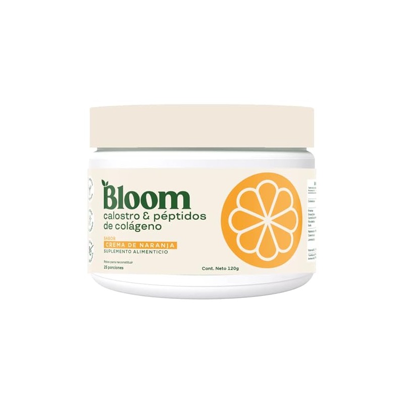 Bloom Calostro Y Péptidos De Colágeno Sabor Naranja 25 Porciones