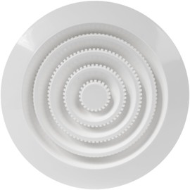4'' Inch / 100 mm White Plastic Ceiling Vent Cover - Louvered Air Intake Cover - Outdoor Indoor - Built-in Screen Mesh - Round Exhaust or Supply Soffit Grille for HVAC Bathroom Home Office, Kitchen