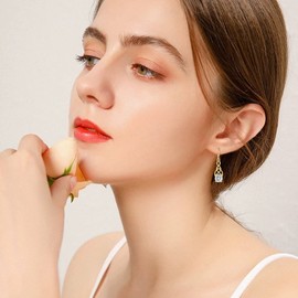 Sterling Silver Dangle Earrings for Women, Hypoallergenic Silver Drop Earring with Cubic Zirconia Celtic Knot CZ Hook Earring Jewellery Gifts for Her Girls, Gold