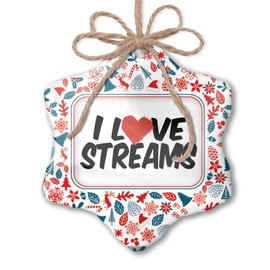 NEONBLOND Christmas Ornament I Love Streams Red White Blue Xmas