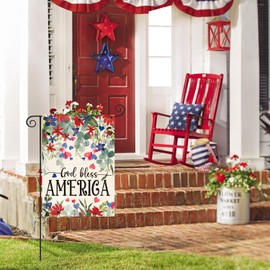 AVOIN colorlife Memorial Day Patriotic 4th of July Garden Flag 12x18 Inch Double Sided, God Bless America Flowers Yard Outdoor Decoration