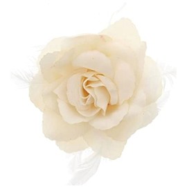 Topkids Accessories Rose Flower Hair Clip Hairband Floral Corsage Fascinator Hair Band Aligator Beak Grip for Women & Girls Wedding Prom Party Special Occasion (Cream)