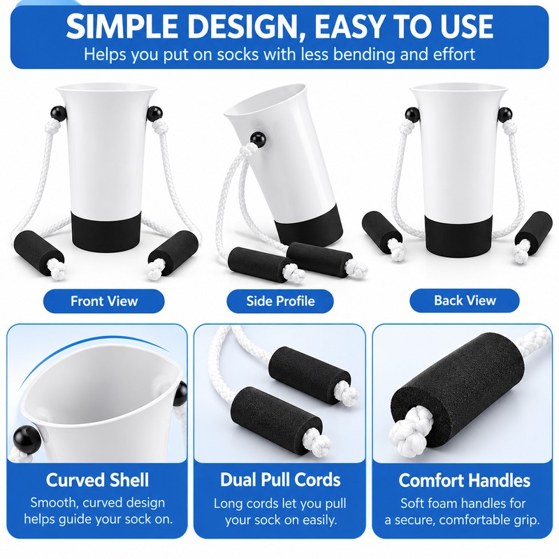 Sock Aid Helper for Easy Dressing – Non-Slip No-Bend Design