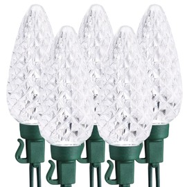 Brizled White Christmas Lights White, 33ft 50 LED C9 Christmas Lights String, Connectable Outdoor Xmas Lights, 120V UL Certified Tree Lights for Indoor Outdoor Christmas, Garden, Holiday, Yard, Party