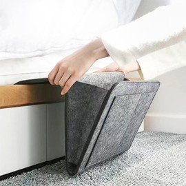 ZHENGZHIXINGNIU Bedside Storage Organiser Bedside Pocket Storage Holder Sofa Bedside Storage Bag with Water Bottle Holder Felt Bedside Home Sofa Desk Bed Storage Organizer Home Bed Rails (Dark Grey)