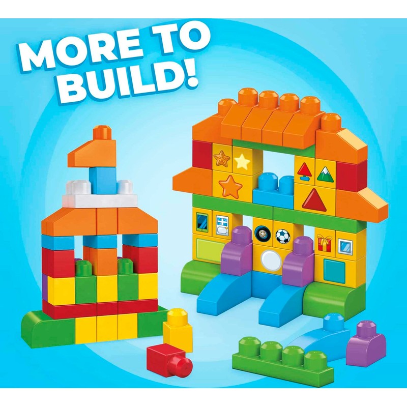 MEGA BLOKS 150 Toddlers Blocks Learning Toy Building Set, Let's