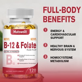 Mustsweet Methyl B-12 & Methyl Folate Extra Strength Vitamin B Methyl Folate Supplement