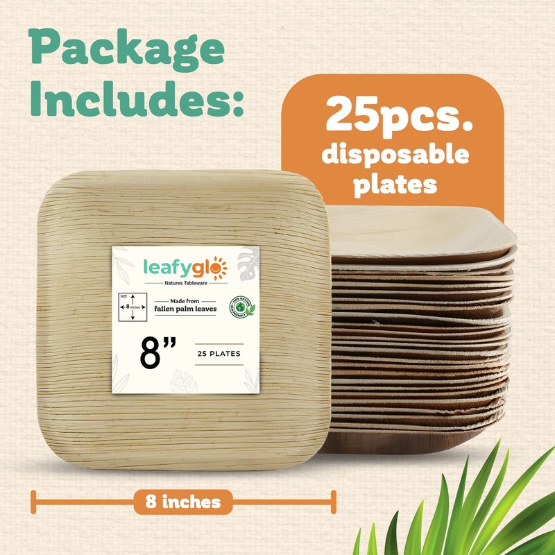 Leafyglo Natures Vajilla de hoja de palmera de 20,32 cm,