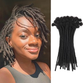Loc Extension Human Hair 0.4cm Width 8inch 40 Strands 100% FUll Handmade Permanent Dreadlock Extension Human Hair for Women/Men/Kids Can Be Dyed Bleached Curled (Width 0.4cm Natual Black)