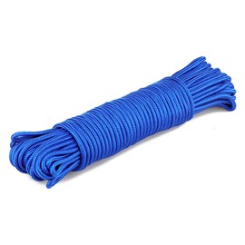 KINGLAKE Blue Nylon Rope 6mm,30m Braided Nylon Cord Hanging Rope String Strong Traction Tying Rope for Camping, Survival, Gardening, Bundling, Workshop, Outdoor Multipurpose Utility Rope