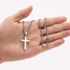 RS Silver Cross Necklace for Men Boys Stainless Steel Cross