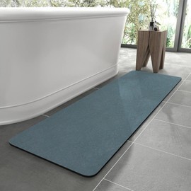 Diatomaceous earth bath mat Rubber Non Slip Super Absorbent Bath Mat Quick Dry Bathroom Rugs Thin Bathroom Floor Mats Fit Under Door- Shower Rug for in Front of Bathtub Shower,Green, 15.7"*47.2"