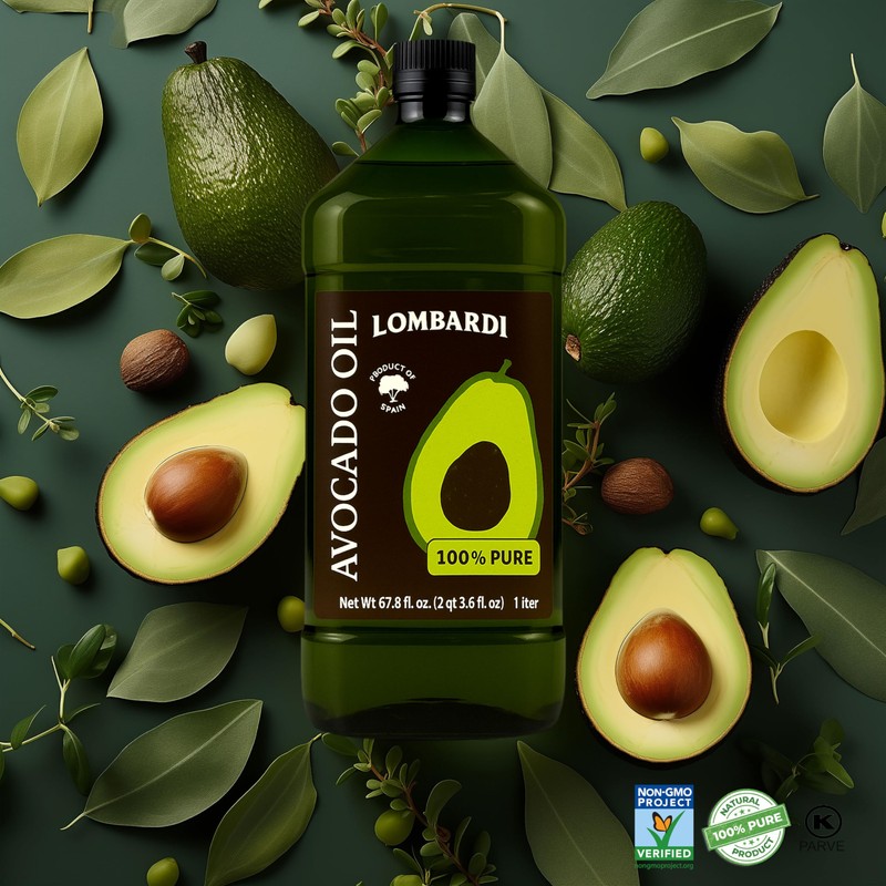 LOMBARDI 100% Pure Avocado Oil for Cooking - 2 L