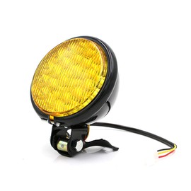 DKMOTORK 0011 Universal Motorcycle Headlight 5'' Head Lamp Front for Chopper Bobber Cruiser Black Yellow