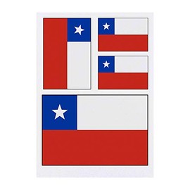 4 x 'Chile Flag' Temporary Tattoos - Water Resistant, Skin-Safe, Non-Toxic Transfers, Mixed Sizes (TO00008653)