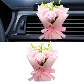 UHANBUT Mini Bouquet Car Air Freshener Vent Clip, Rose Dashboard Air Vent Trim Clips, Auto AC Outlet Dried Flower Fragrance Diffuser, Automotive Interior Decoration Accessory (Dreamy Pink)