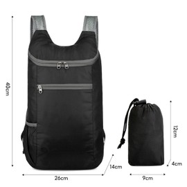 YqsIbth Ultra Lightweight Foldable Backpack, 2 PCS Foldable Small Rucksack, Water Resistant Hiking Daypacks, Travel Daysack Daypack for Camping Hiking Travel Biking(Black & Dark Blue)