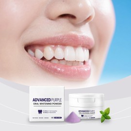 Purple Teeth Whitening Powder with Hydroxyapatite & Niacinamide - Enamel Care & Surface Stain Removal for a Whiter Smile, Fresh Mint & Lavender, 50g