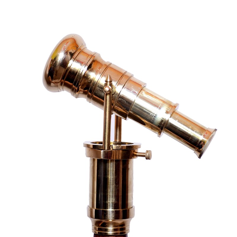 Victorian Walking Cane with Telescope Brass Handle Foldable Nautical Wooden