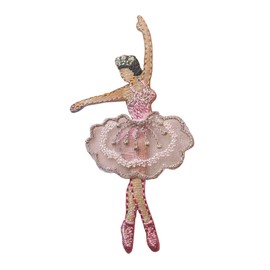 Ballerina in Pink Dress with Crown, Ballet Dancer, POC, Embroidered, Iron on Patch