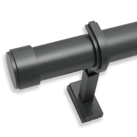 BlastHome® Non-Adjustable Luxury Curtain Rods for Windows, 1 ¼” Rod Set, 3 1/2 foot Fixed Length, Matte Graphite