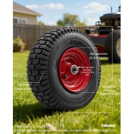 Felixstory 13x5.00-6 Lawn Mower Tubeless Tire, UP TO 40% RUBBER, 13x5-6 Vacuum Tire with Rim, Tubeless Lawn Tractor Wheel, 3"-6" Offset Hub and 3/4" or 5/8" Bushings, Wear-resistant, Anti-punture