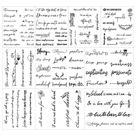 10 Sheets Realistic English Word Temporary Tattoos Stickers,100 Pcs Inspirational Quotes Words Tattoos for Women Man Adult 570
