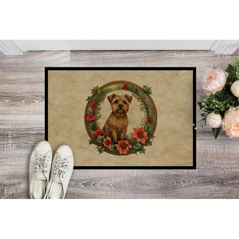 Caroline's Treasures DAC2397MAT Norfolk Terrier Christmas Flowers Doormat Front Door