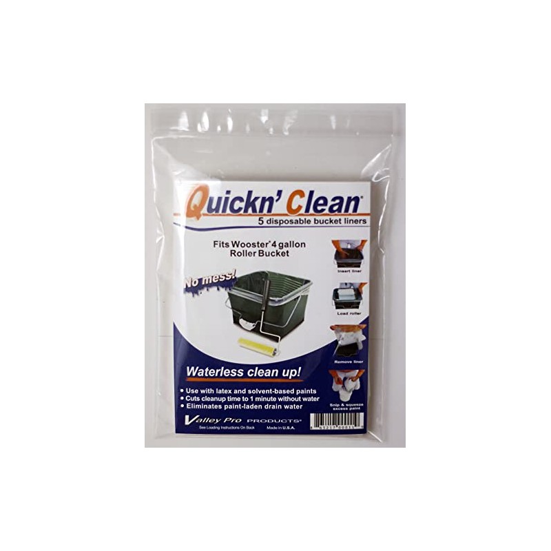 Quickn’Clean® Disposable Paint Bucket Liner 5-Pack. Custom fits Wooster® 4-Gallon