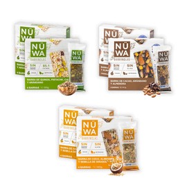 MIX PACK NWA KETO 8 Barritas de Cacao, 8 Coco y 8 Quinoa - Veganas - Snack Saludable - Vitamina E - Sin Azcar Aadida - 24 pz - Ingredientes Naturales 