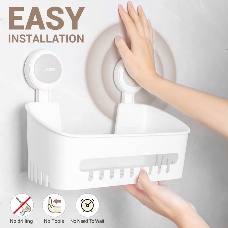 LUXEAR Shower Caddy Suction Cup 2 Pack Suction Shower Basket