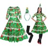 Janmercy 3 Pieces Christmas Tree Costumes for Women 3D Print